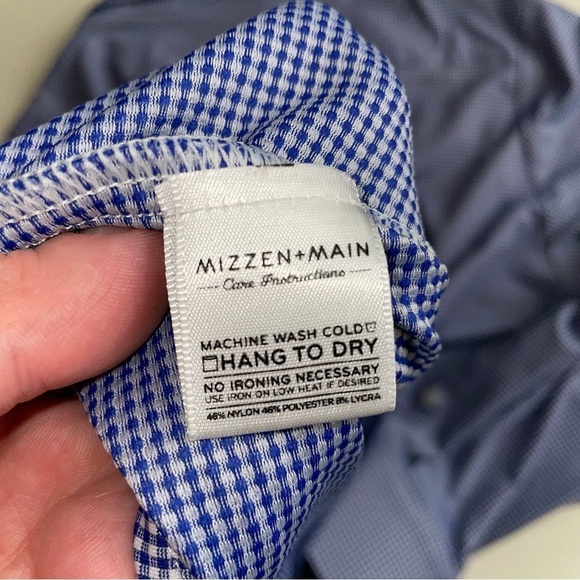 Mizzen+Main Men’s Spinnaker Performance Dress Shirt Blue Trim Fit Size XL - Picture 5 of 7